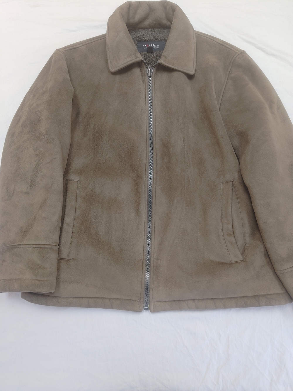 Axcess Taupe Suede Zip-Front Bomber Jacket